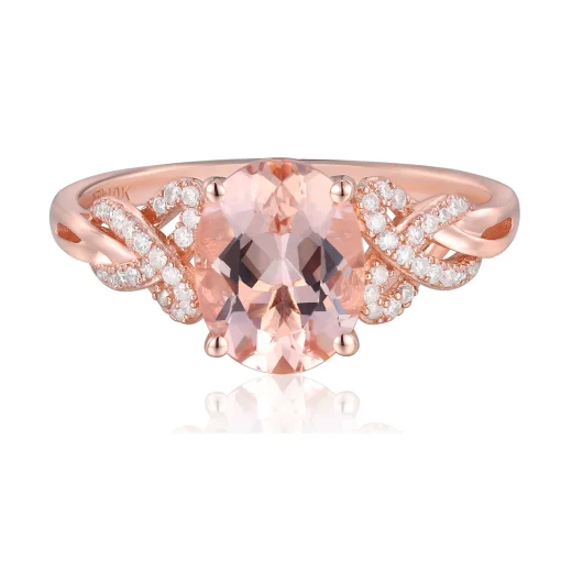 Morganite And Diamond Ring In 10K Rose Gold (1/8 Ct. Tw.)