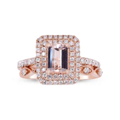 Morganite And Diamond Ring In 14K Rose Gold (1/2 Ct. Tw.)