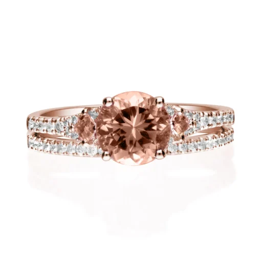 Morganite And Diamond Ring Set In 14K Rose Gold (3/8 Ct. Tw.)