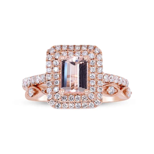 Morganite And Diamond Ring In 14K Rose Gold (1/2 Ct. Tw.)