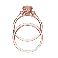 Morganite And Diamond Ring Set In 14K Rose Gold (3/8 Ct. Tw.)