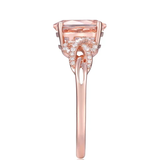 Morganite And Diamond Ring In 10K Rose Gold (1/8 Ct. Tw.)