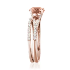 Morganite And Diamond Ring Set In 14K Rose Gold (3/8 Ct. Tw.)