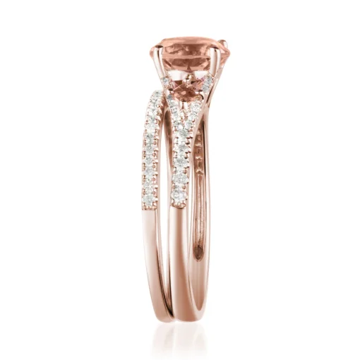 Morganite And Diamond Ring Set In 14K Rose Gold (3/8 Ct. Tw.)