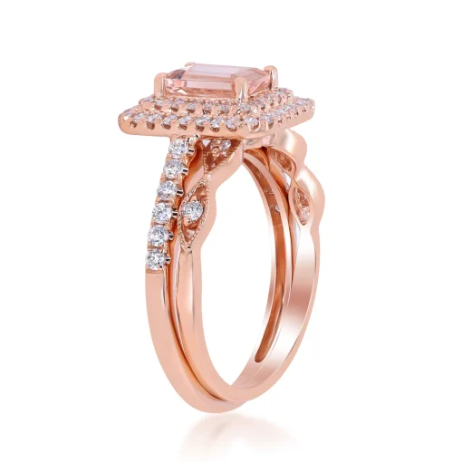Morganite And Diamond Ring In 14K Rose Gold (1/2 Ct. Tw.)