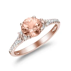 Morganite And Diamond Ring Set In 14K Rose Gold (3/8 Ct. Tw.)
