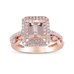 Morganite And Diamond Ring In 14K Rose Gold (1/2 Ct. Tw.)