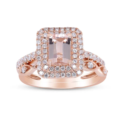 Morganite And Diamond Ring In 14K Rose Gold (1/2 Ct. Tw.)