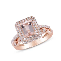 Morganite And Diamond Ring In 14K Rose Gold (1/2 Ct. Tw.)
