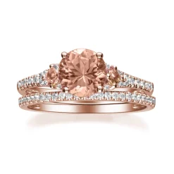 Morganite And Diamond Ring Set In 14K Rose Gold (3/8 Ct. Tw.)