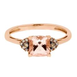 Morganite, Champagne & White Diamond Ring In 10K Rose Gold