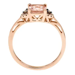Morganite, Champagne & White Diamond Ring In 10K Rose Gold