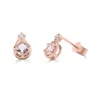 Morganite Stud Earrings With Diamond Accents In 10K Rose Gold
