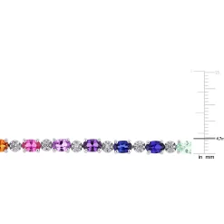 Multi-Color Lab Created Sapphire Bracelet With Diamond Accents In Sterling Silver