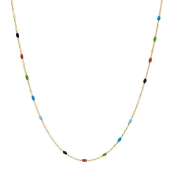 Multi-Colored Enamel Link Chain In 14K Yellow Gold, 18"