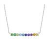 Multi-Gemstone Bar Necklace In 10K White Gold