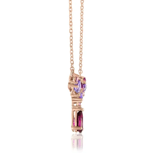 Multi-Gemstone Necklace In 10K Rose Gold