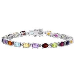 Multi-Gemstone Rainbow Bracelet In Sterling Silver