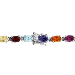 Multi-Gemstone Rainbow Bracelet In Sterling Silver