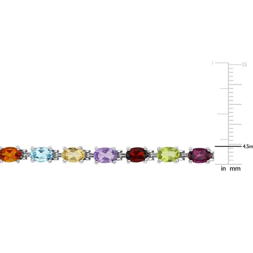 Multi-Gemstone Rainbow Bracelet In Sterling Silver
