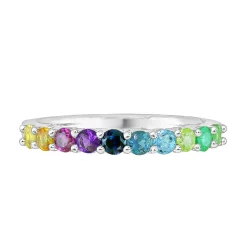 Multi-Gemstone Rainbow Ring In 10K White Gold