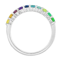 Multi-Gemstone Rainbow Ring In 10K White Gold