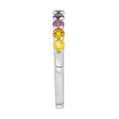 Multi-Gemstone Rainbow Ring In 10K White Gold