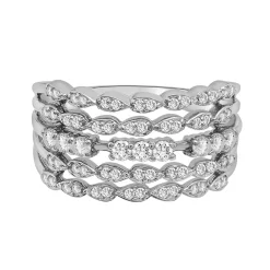 Multi-Row Diamond Ring With Open Design In 10K White Gold (1/2 Ct. Tw.)