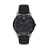 Museum Sport Black Leather Men's Watch In Gunmetal Pvd Stainless Steel, 42Mm