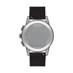 Museum Sport Black Leather Men's Watch In Gunmetal Pvd Stainless Steel, 42Mm