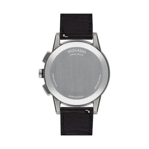 Museum Sport Black Leather Men's Watch In Gunmetal Pvd Stainless Steel, 42Mm