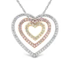 Nested Heart Necklace In 10K Yellow, White And Rose Gold (1 Ct. Tw.)