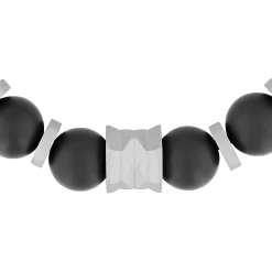 Onyx Bead Bracelet In Gray Stainless Steel