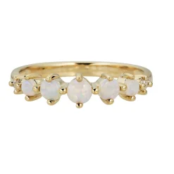 Opal & Diamond Ring In 10K Yellow Gold