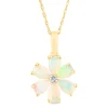 Opal And Diamond Accent Flower Pendant In 10K Yellow Gold