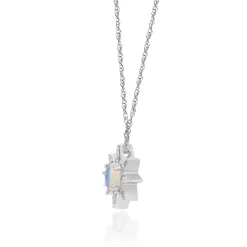 Opal And Diamond Accent Star Pendant In 10K White Gold