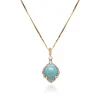 Opal And Diamond Oval-Shaped Pendant In 10K Yellow Gold (1/5 Ct. Tw.)