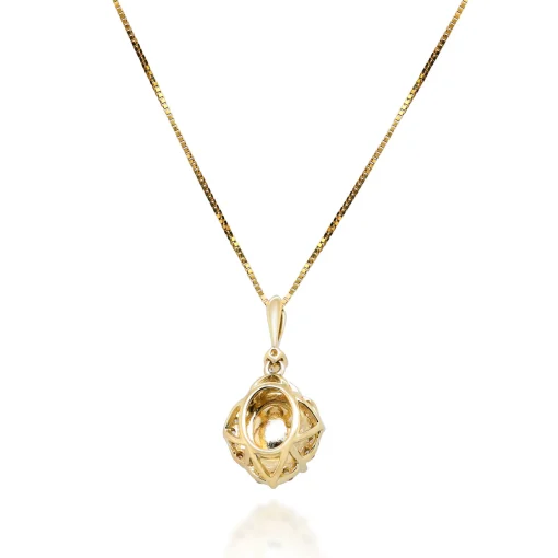 Opal And Diamond Oval-Shaped Pendant In 10K Yellow Gold (1/5 Ct. Tw.)