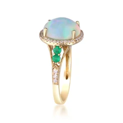 Opal And Emerald Ring In 14K Yellow Gold (1/5 Ct. Tw.)