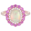 Opal And Pink Sapphire Ring With Diamonds In 10K Rose Gold (1/4 Ct. Tw.)