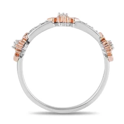 Opal, Diamond & Blue Topaz Elsa Trio Ring Set In Sterling Silver & 10K Rose Gold