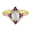 Opal, Ruby & 1/5 Ct. Tw. Diamond Ring In 10K Yellow Gold