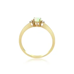 Opal Stacking Ring In 10K Yellow Gold With Diamond Accents
