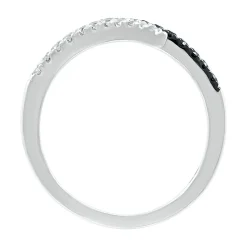 Open Bypass Ring With Black & White Diamonds In Sterling Silver (1/6 Ct. Tw.)