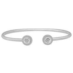 Open Circle Diamond Bangle In Sterling Silver (1/8 Ct. Tw.)