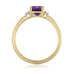 Oval Amethyst & Diamond Accent Ring In 14K Yellow Gold