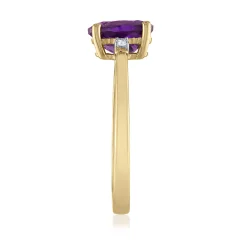 Oval Amethyst & Diamond Accent Ring In 14K Yellow Gold