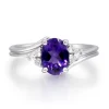 Oval Amethyst & Diamond Ring In 10K White Gold (1/8 Ct. Tw.)