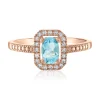 Oval Aquamarine & Diamond Ring In 14K Rose Gold (1/8 Ct. Tw.)