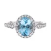 Oval Aquamarine & Diamond Ring In 14K White Gold (1/3 Ct. Tw.)
